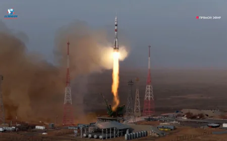 US-Russian crew of 3 blasts off to the International Space Station in a Russian Soyuz spacecraft